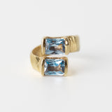 Aligned Two Ring with Octagonal Aquamarines