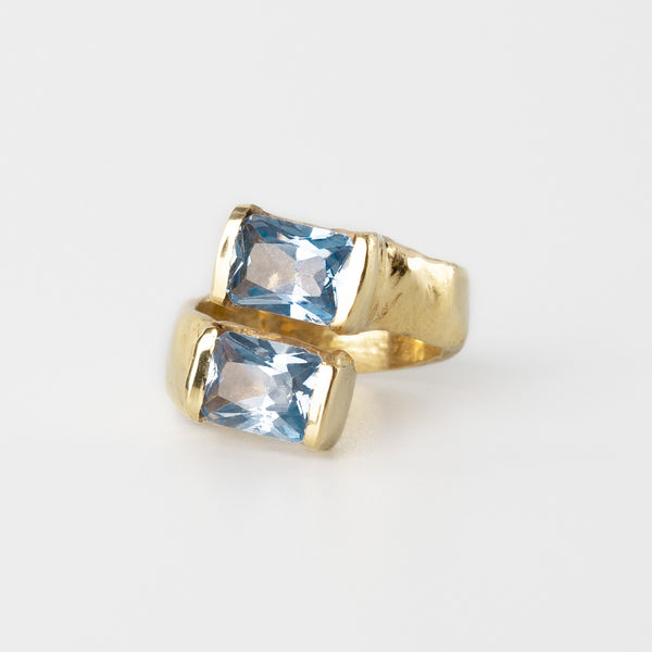 Aligned Two Ring with Octagonal Aquamarines
