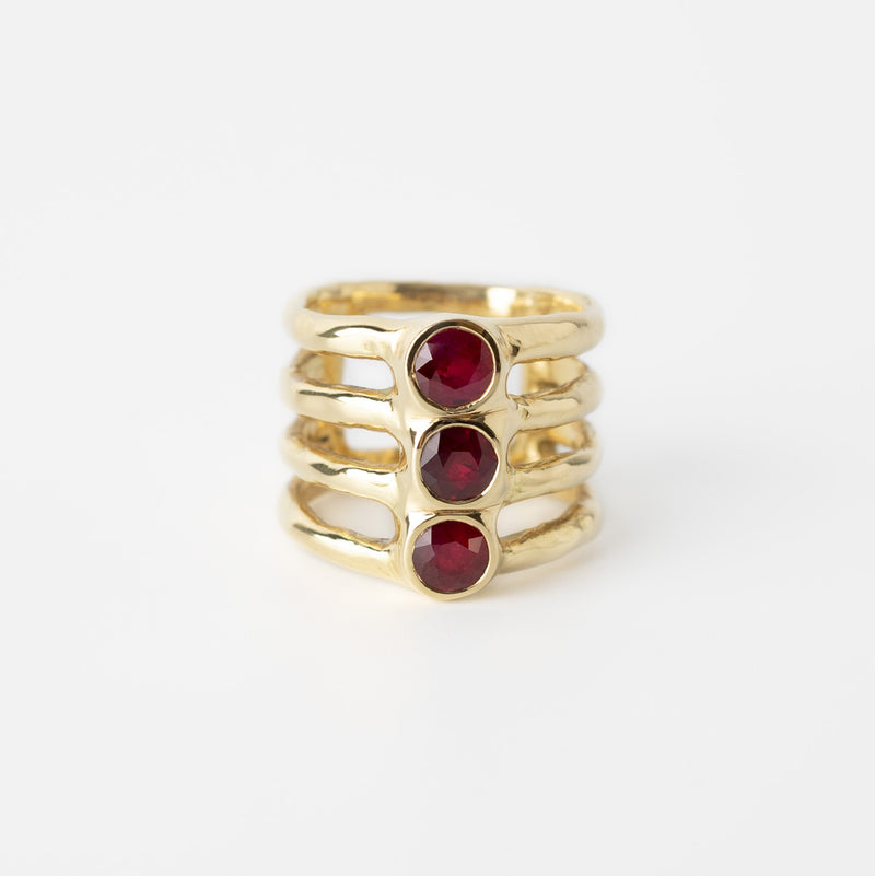 Glorious Three Ring with Rubies
