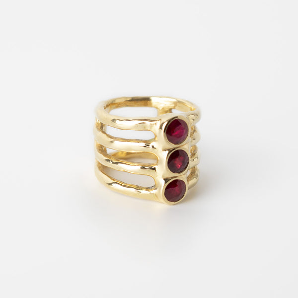 Glorious Three Ring with Rubies