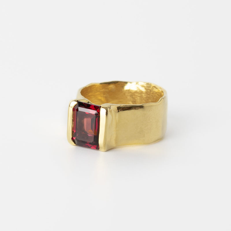 Gold Sking Ring with Rubellite Tourmaline
