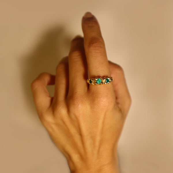 Bespoke Emerald Gold Leaves Ring