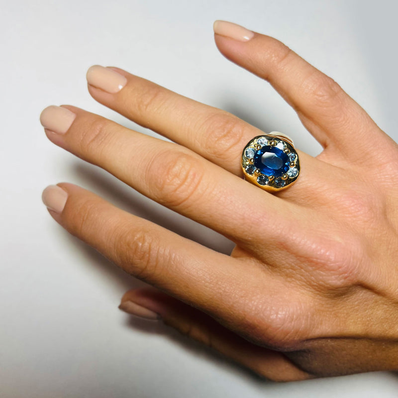 Engagement Ring with Sapphire & Aquamarines