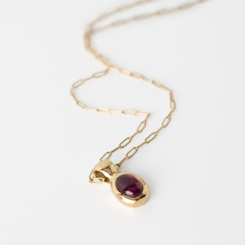 Small Roman Drop Pendant with Oval Cabochon Ruby