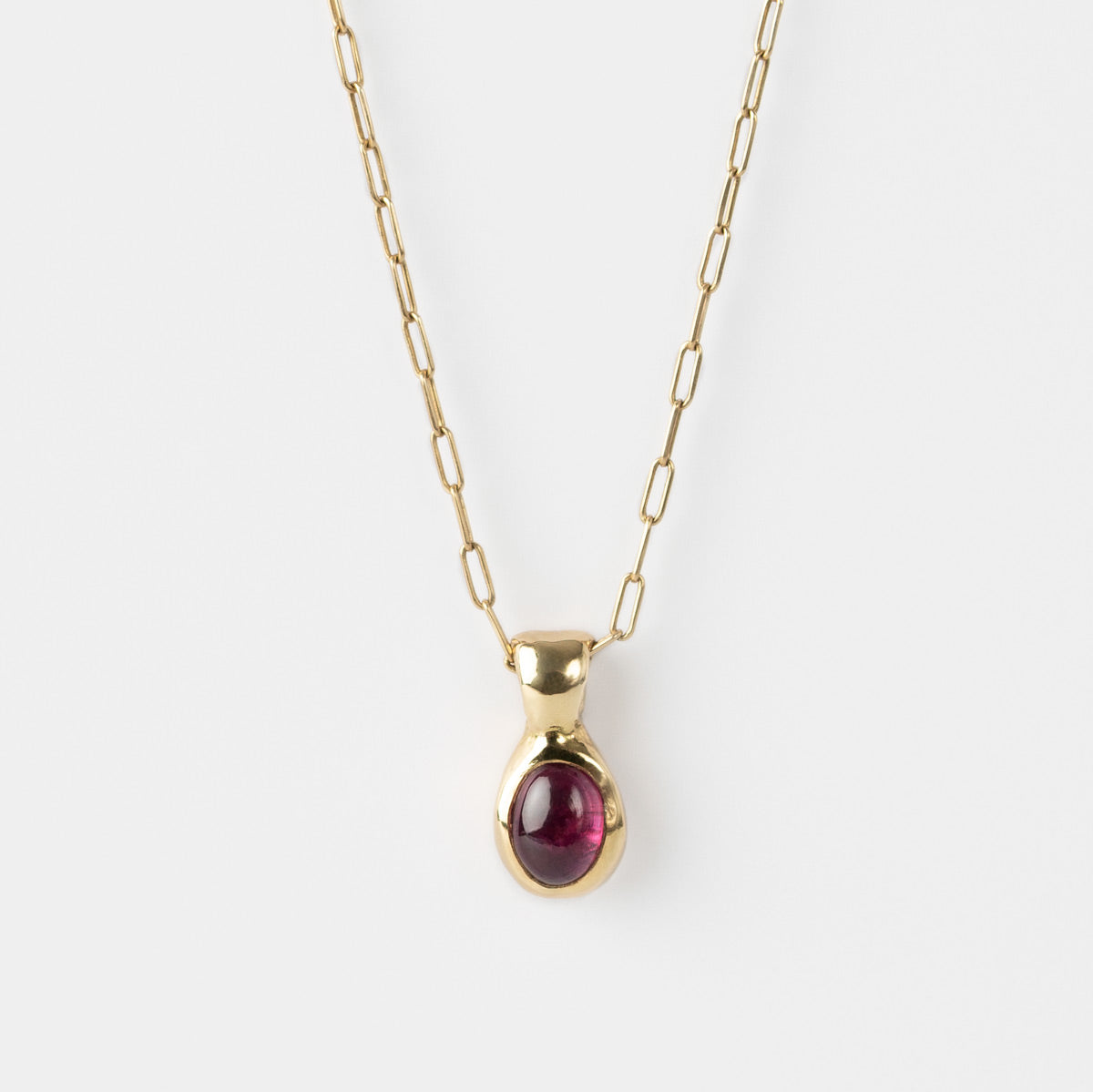 Small Roman Drop Pendant with Oval Cabochon Ruby – Magoni Jewellery