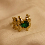 Gold Palm Ring with Emerald