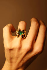 Gold Palm Ring with Emerald