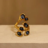 Embracing Gold Leaves with Blue Topaz, N°6