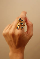 Embracing Gold Leaves with Blue Topaz, N°6