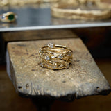 Intertwined Gold Branches with Diamonds