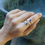 The Two Rocks Gold Ring with Sapphire