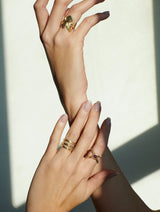 Crossed paths tourmaline gold ring