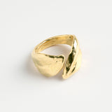 Large double leaf open gold ring