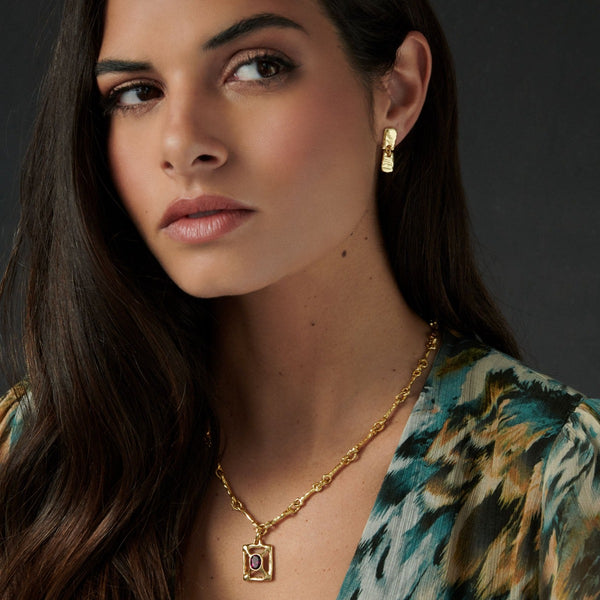 Magnetic squares gold earrings