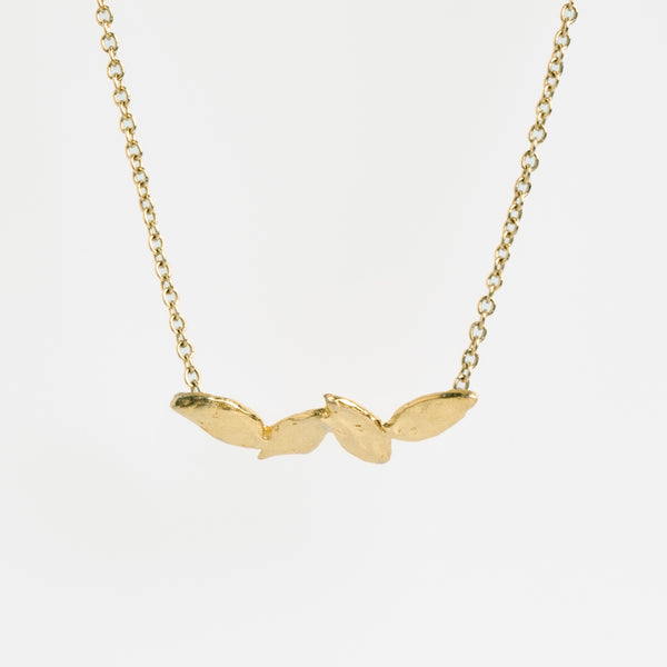 Rising leaves gold necklace