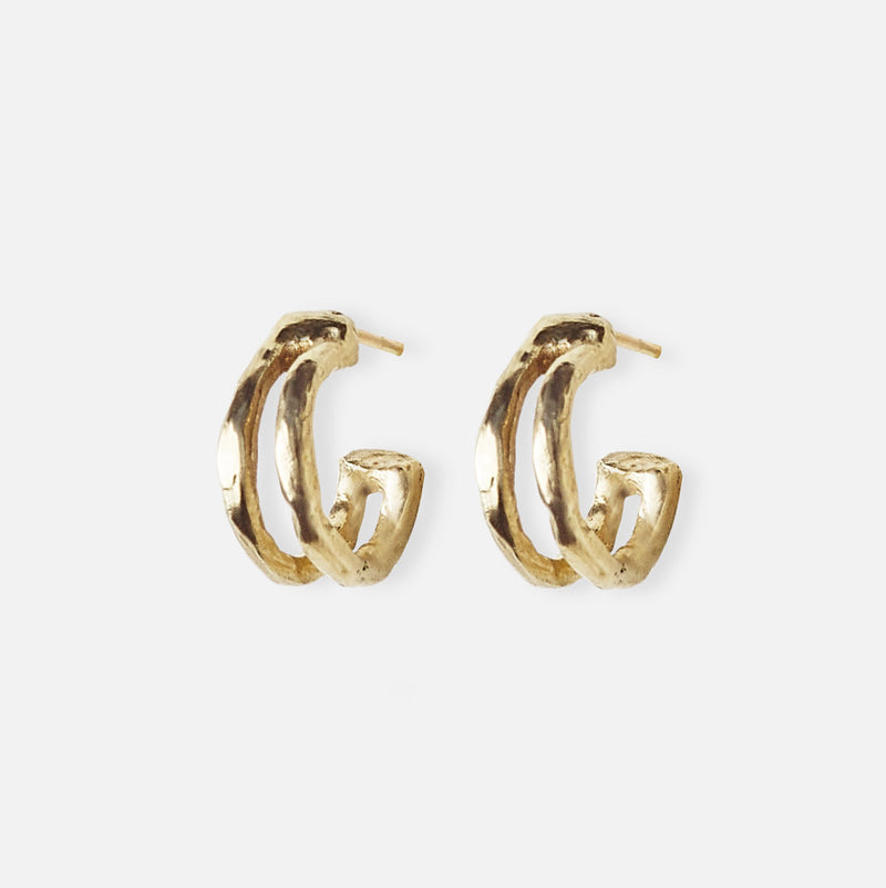 Small double gold hoops earrings