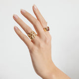 Surrounding leaves tourmaline gold ring