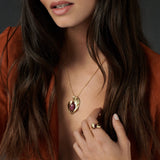 Surrounding leaves tourmaline gold ring