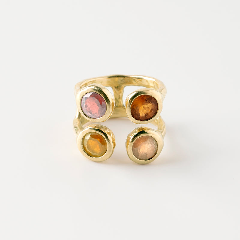 The four rocks tourmalines gold ring