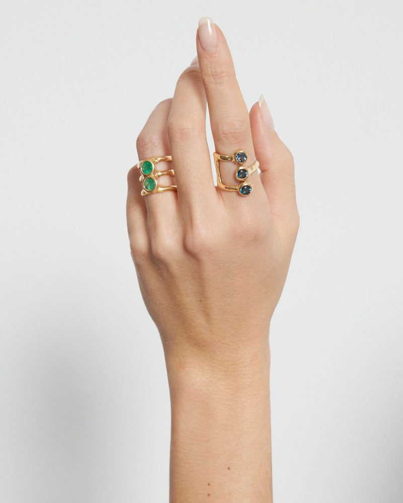 The three rocks London blue topaz glorious double gold ring