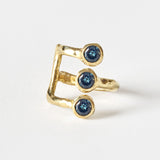 The three rocks London blue topaz gold ring