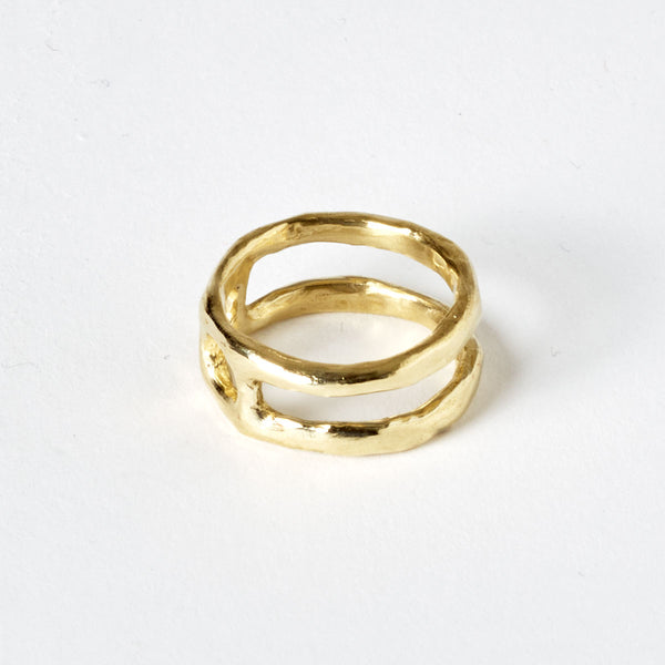 Two bands gold ring