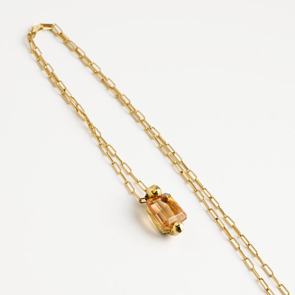 Bond rectangular citrine gold necklace