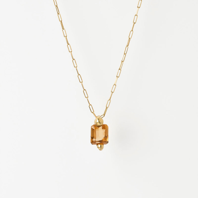 Bond rectangular citrine gold necklace